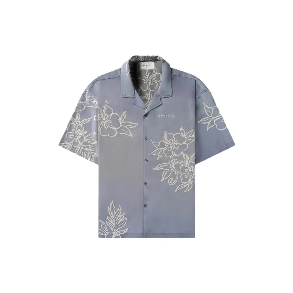 Men's printed loose-fit short sleeve top with flower pattern in multiple colour options