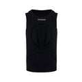 Men's black sleeveless waistcoat vest with hollow knit summer cooling design