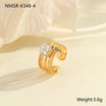Gold electroplated stainless steel women's ring with geometric heart design and adjustable open mouth