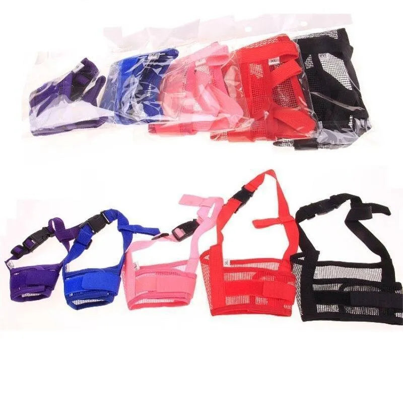 Plastic adjustable dog muzzle in multiple colours and sizes for safety control
