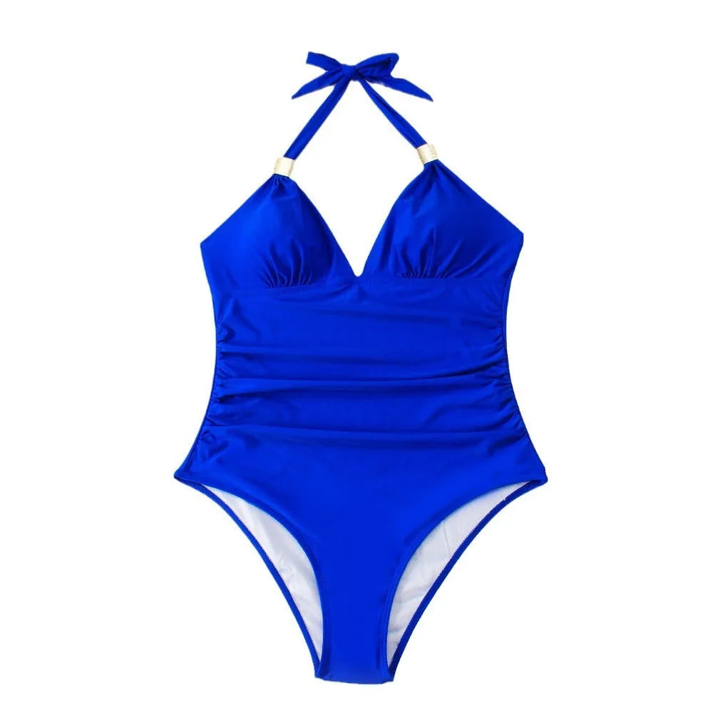 Women's quick-dry swimsuit in leopard print design showing front and back views