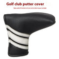 Black PU leather golf club head cover, a protective push rod sleeve.