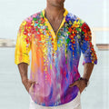 Short sleeve bamboo hemp pullover shirt with striped pattern and long sleeves.