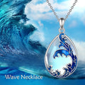 Moonstone blue heart pendant necklace for women with alloy chain