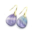Geometric water drop crystal earrings in multiple natural stone colours including amethyst and obsidian