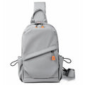 Black and grey mens casual crossbody bag made from waterproof polyester with single shoulder strap