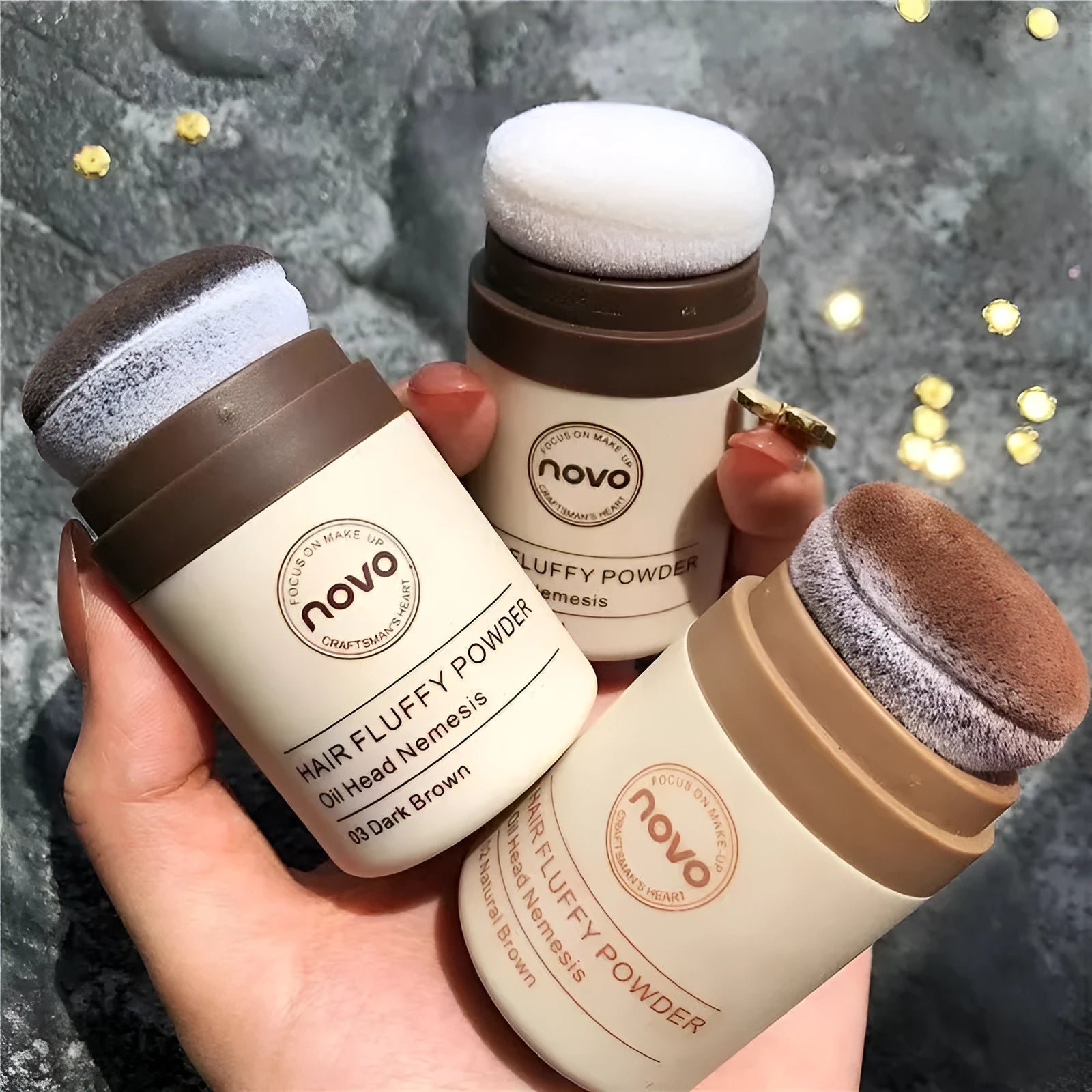 Oil control mattifying powder compact for face and hairline application in natural colour