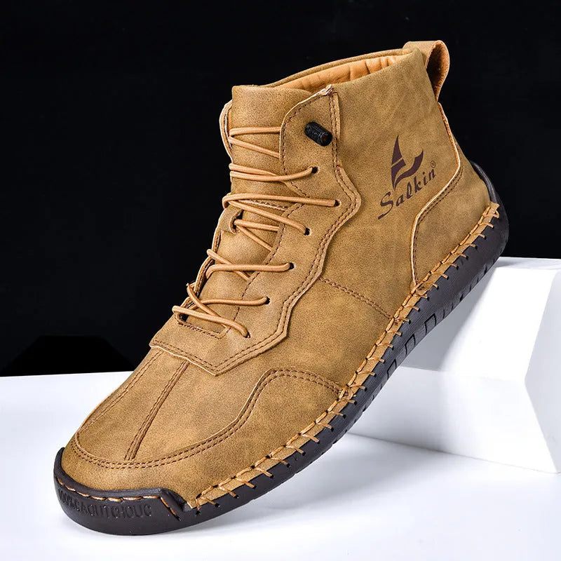 Retro casual high-top boots with elastic band and rubber sole in multiple colour options