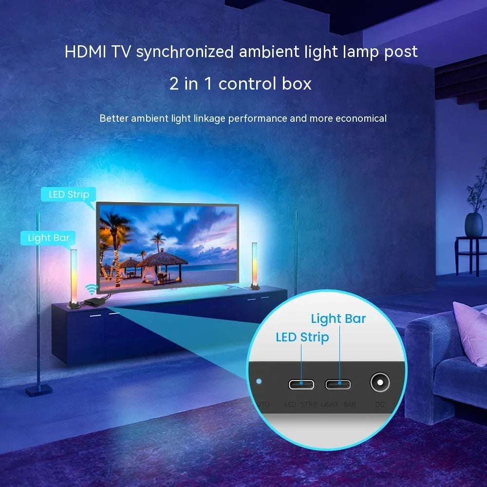 Intelligent TV background light strip with waterproof plastic construction in three measured lengths