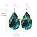 Acrylic flat branch knot earrings with drop shape and printed design elements