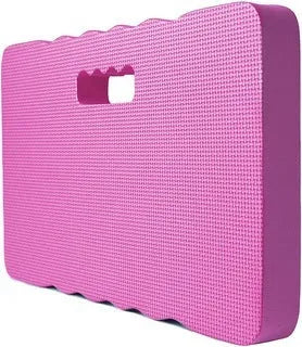 Blue EVA foam garden kneeler pad measuring 45cm long by 28cm wide on grass