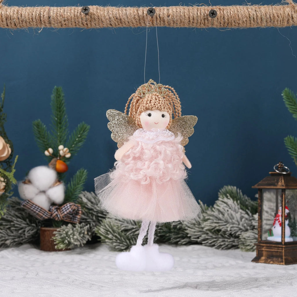 Christmas angel girl cloth pendant for high ponytail hair decoration in three colour styles