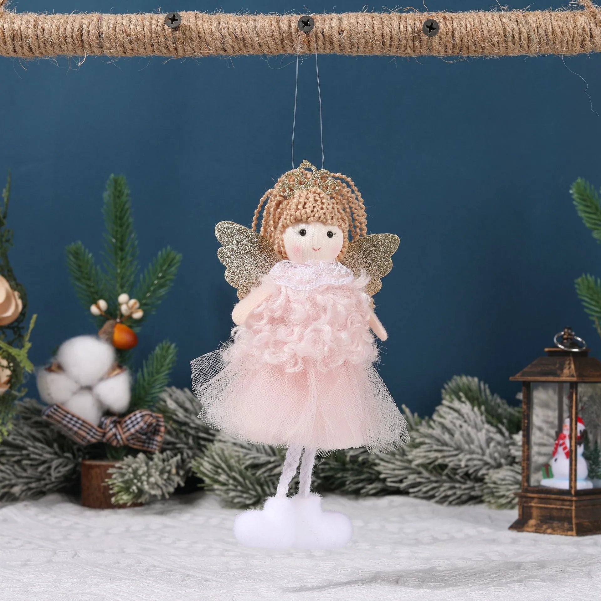 Christmas angel girl cloth pendant for high ponytail hair decoration in three colour styles