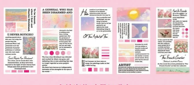Landscape painting paper stickers measuring 60x120mm from famous art series