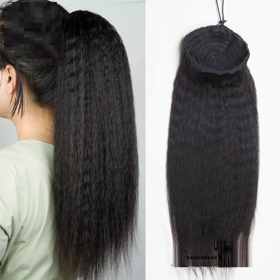 Ladies bandage real hair ponytail cornbeard piece in natural colour, 10 inch length