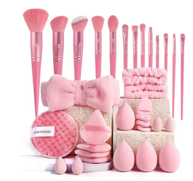 Hydrophilic non-latex beauty tools combination suit with multiple pieces for face wash and makeup application