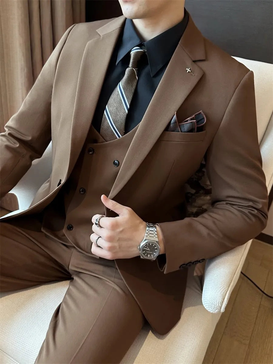Men's slim fit business suit in dark green, available in sizes M through to 7XL