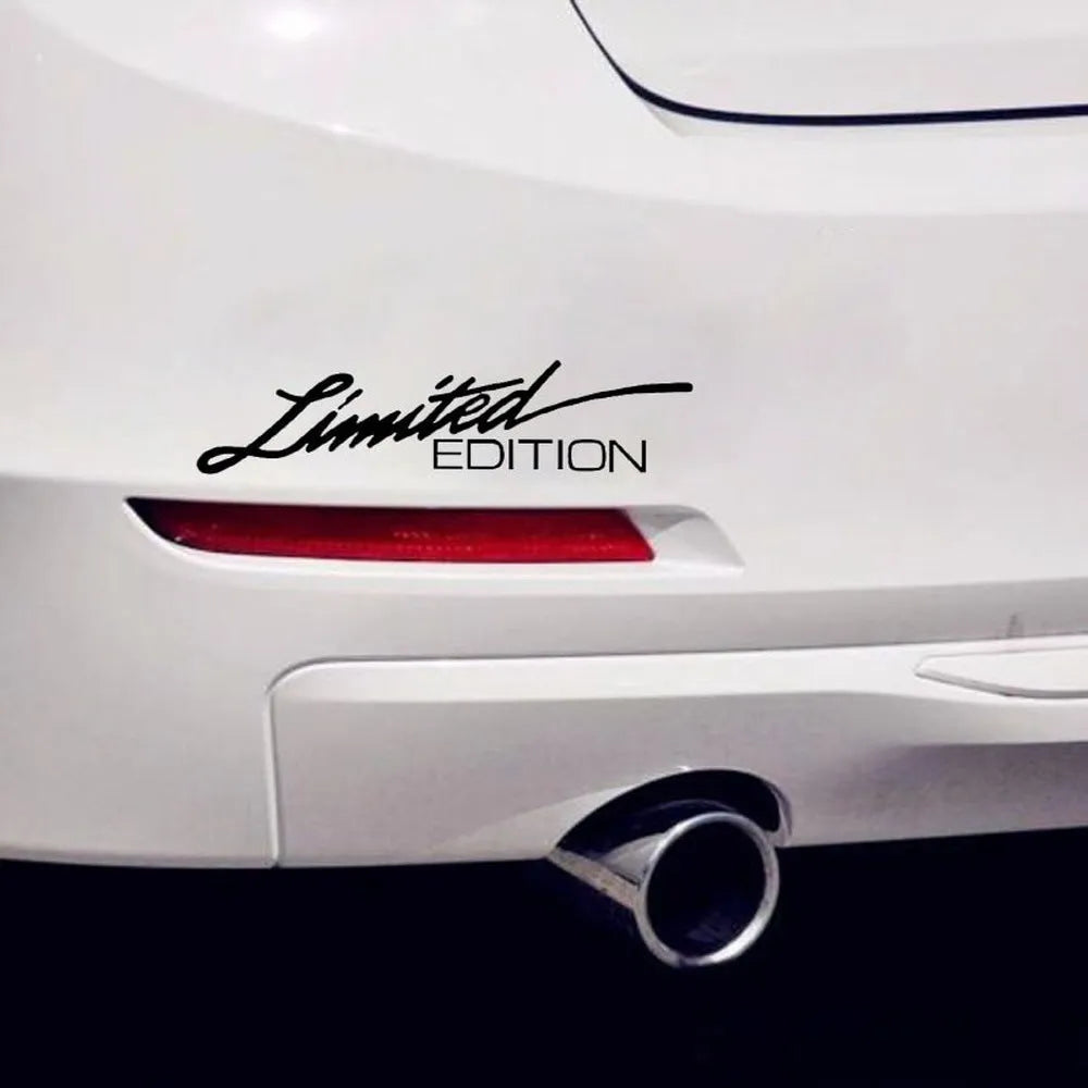 English reflective plastic bumper sticker showing British-style lettering in three colour options