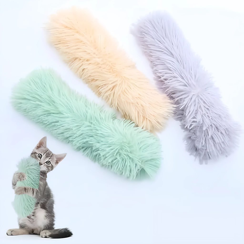 Interactive plush cat toys with catnip filling and crinkle sound feature in various colours