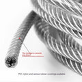 304 stainless steel invisible anti-theft wire rope cable on white background showing multi-strand construction