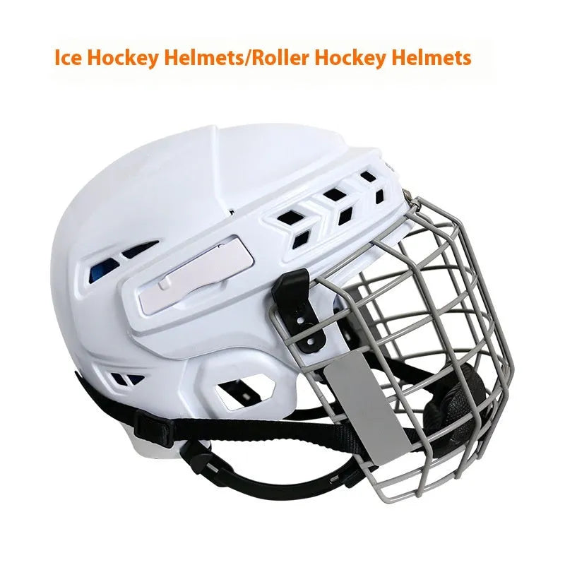 Ice hockey helmet with carbon steel face mask in sizes S M L XL