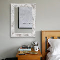 Wall-mounted pastoral style dressing mirror with retro Chinese design in Little White colour
