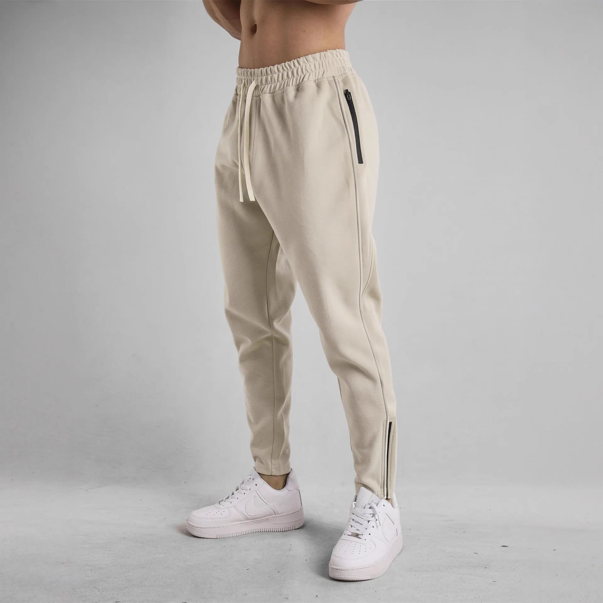 Men's cotton outdoor workout pants in sapphire blue, spring autumn running trousers