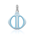 Cat nail clipper with positioning round hole and non-slip handle in blue and pink colours