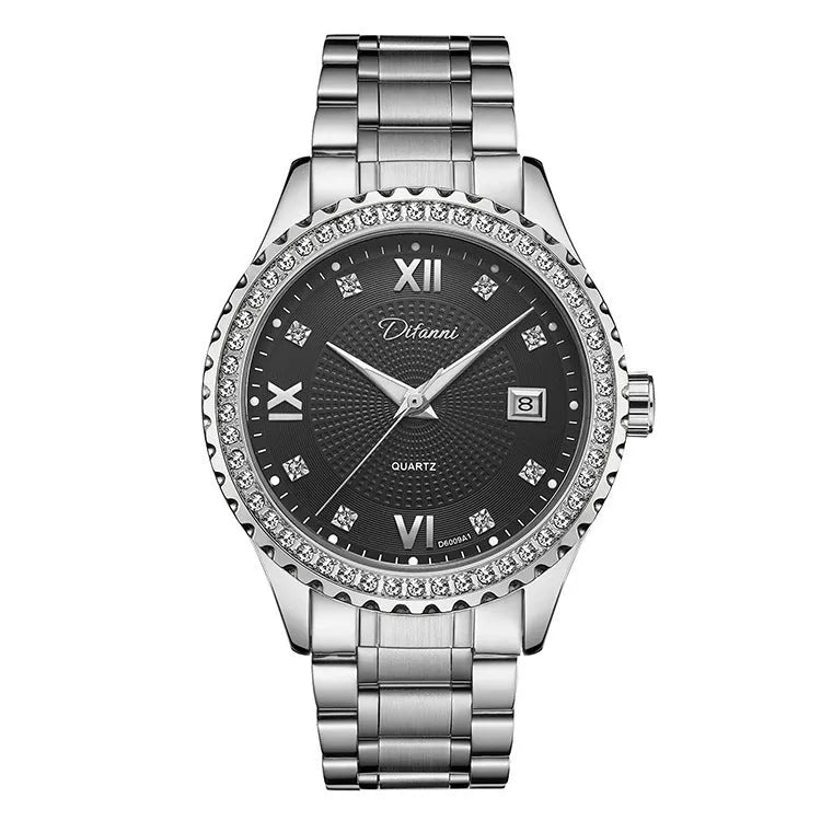 Men's automatic mechanical watch with waterproof case and luminous dial markings