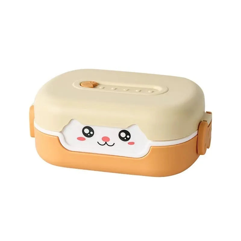 Square divided lunch box with microwave-safe plastic in multiple colour options