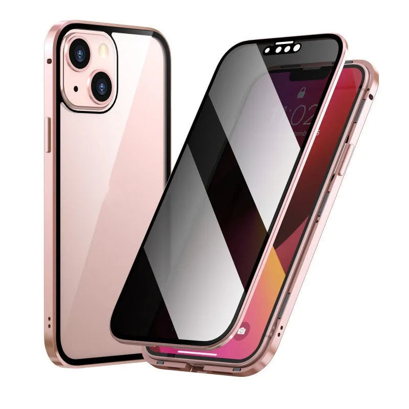 Black magneto iPhone case with metal frame for iPhone 14 Pro on a table