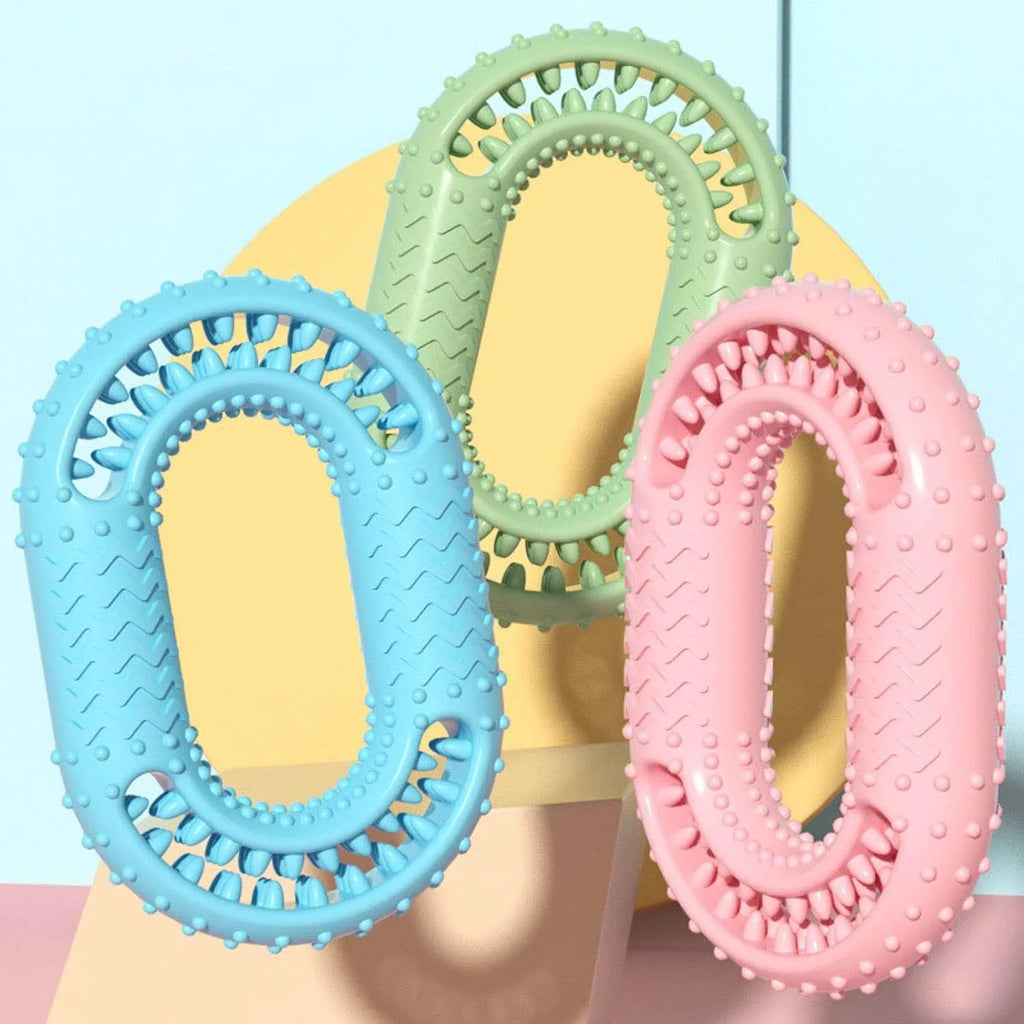 Blue heavy duty O-ring shaped dog chew toy for aggressive chewers and dental care.