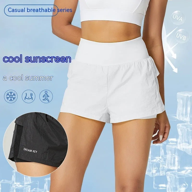 Women's cotton blend quick-drying fitness shorts in loose casual style