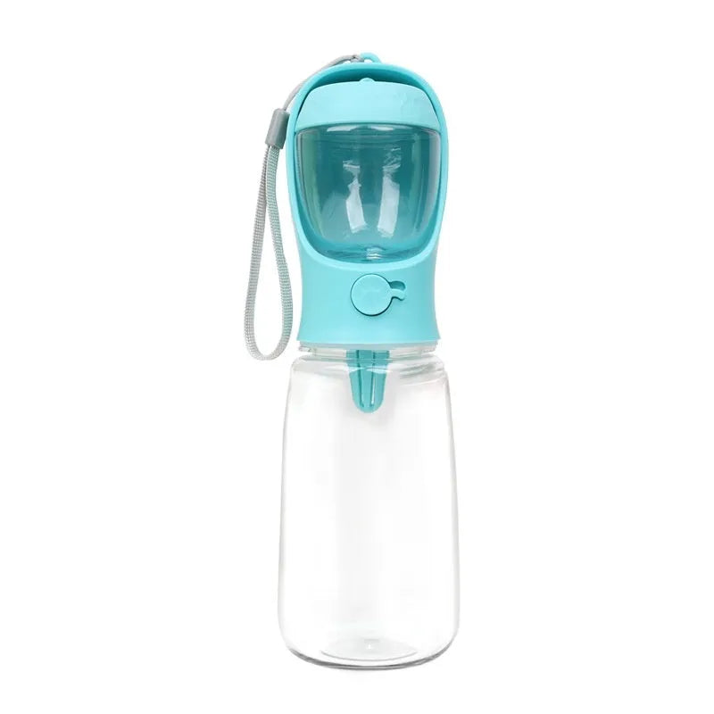 Blue portable dog drinking cup with two-in-one design for outdoor hydration