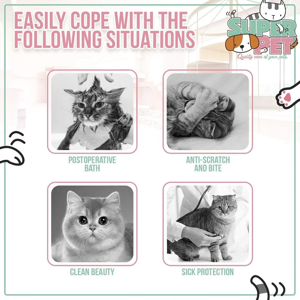 Soft fabric cat cone collar with bee design showing adjustable velcro closure