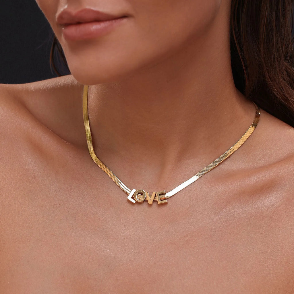 Gold titanium steel necklace with number 5 pendant on 40.5cm electroplated chain