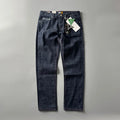 Men's straight-leg denim trousers in primary colour with American retro styling and mid-waist design