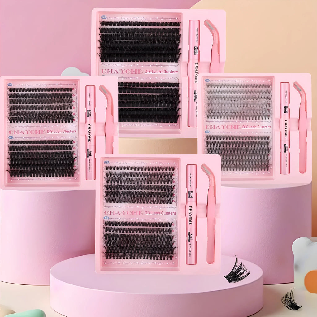 DIY individual cluster false eyelashes set with artificial fibre lashes measuring 15.5cm length