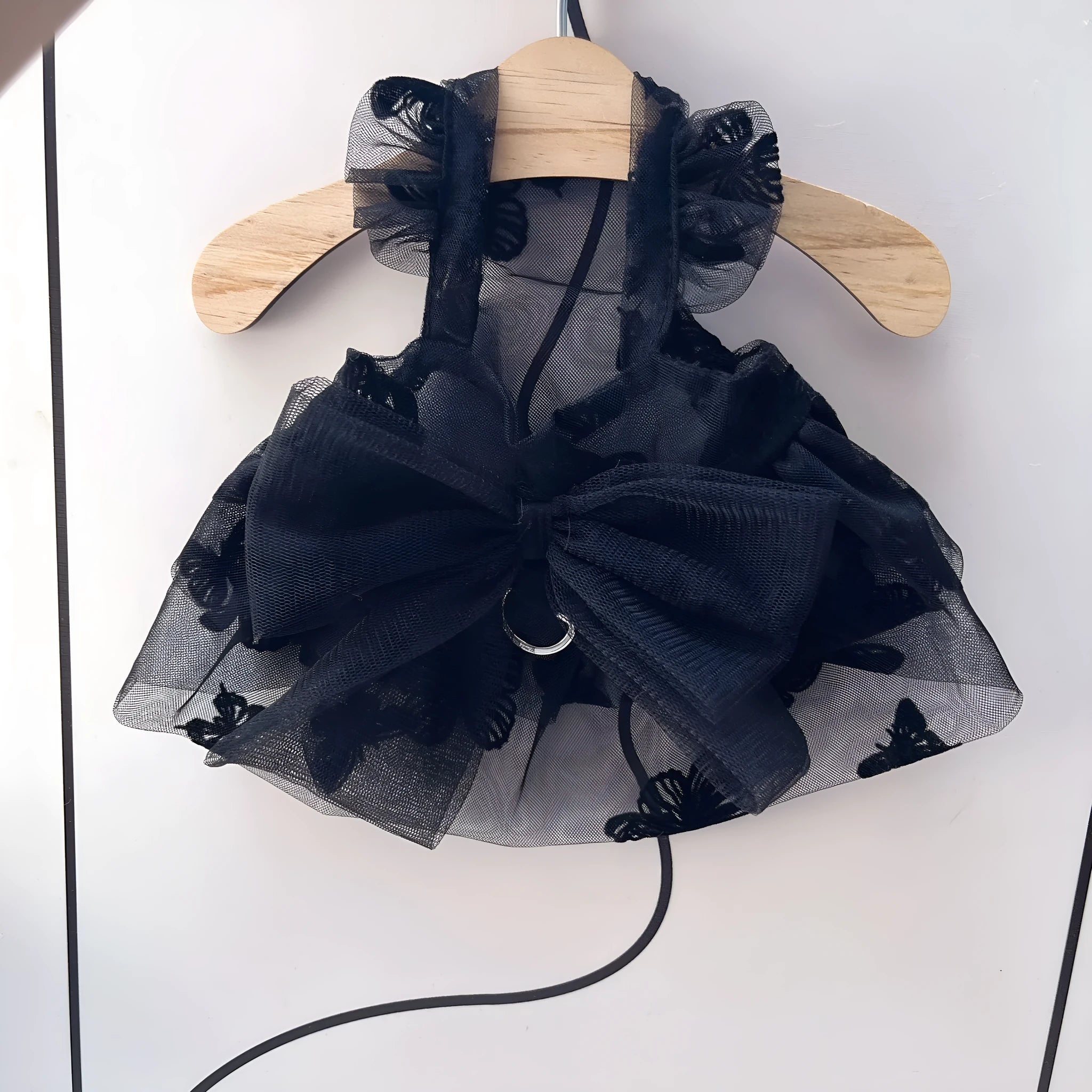 Black gauze princess tulle skirt pet clothing for dog or cat with size chart