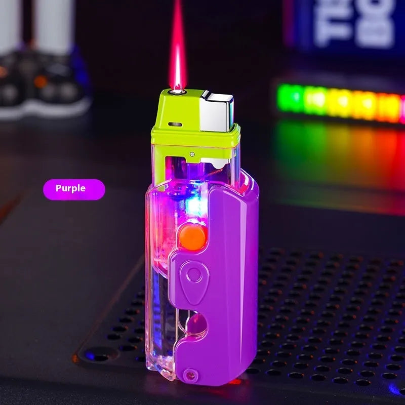 Colourful radish-shaped wind-resistant lighter in orange, purple, or green with plastic construction