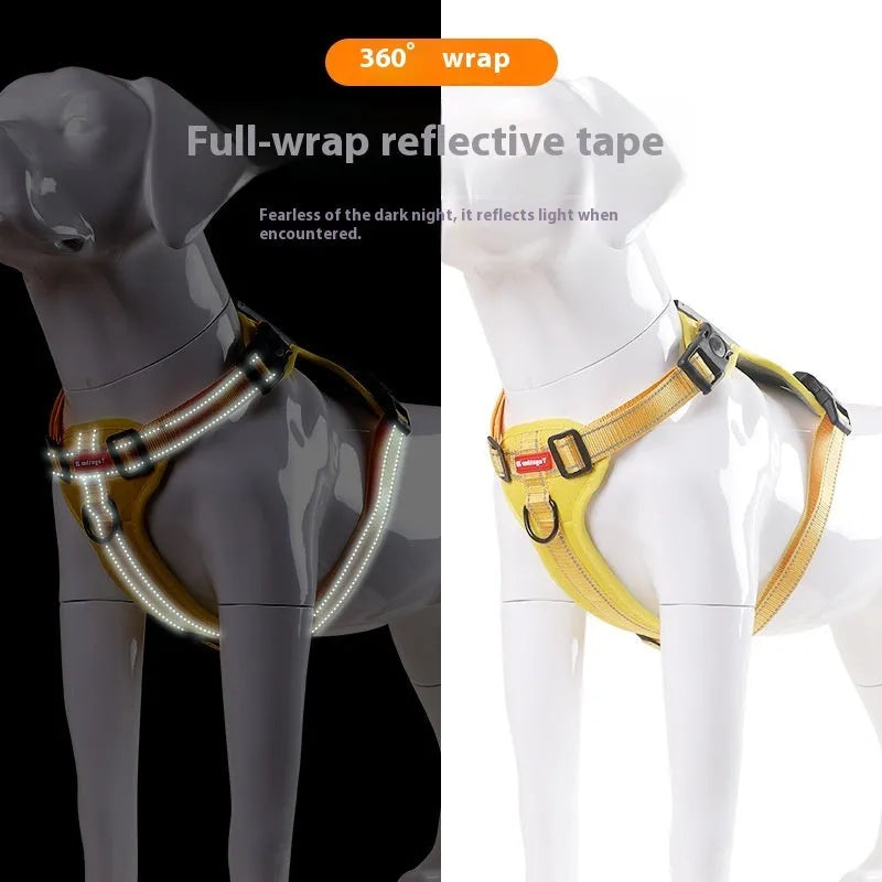 Polyester dog chest harness traction rope in multiple colours and sizes for controlled dog walking