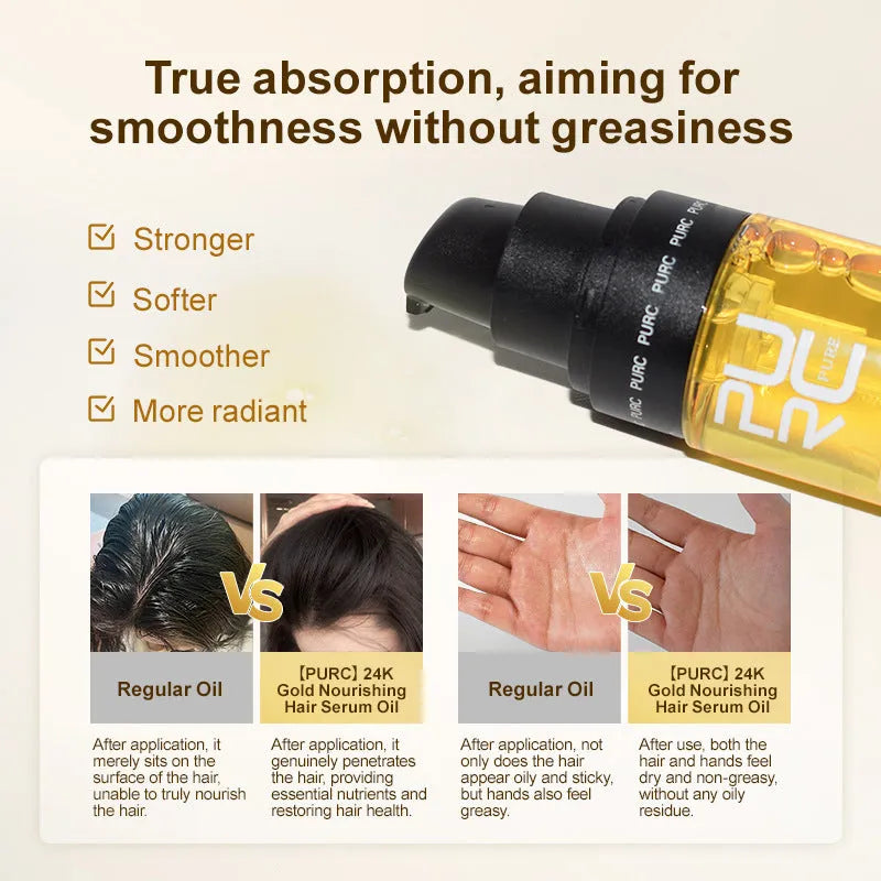 50ml yellow essential hair oil bottle for scalp treatment and curly hair repair