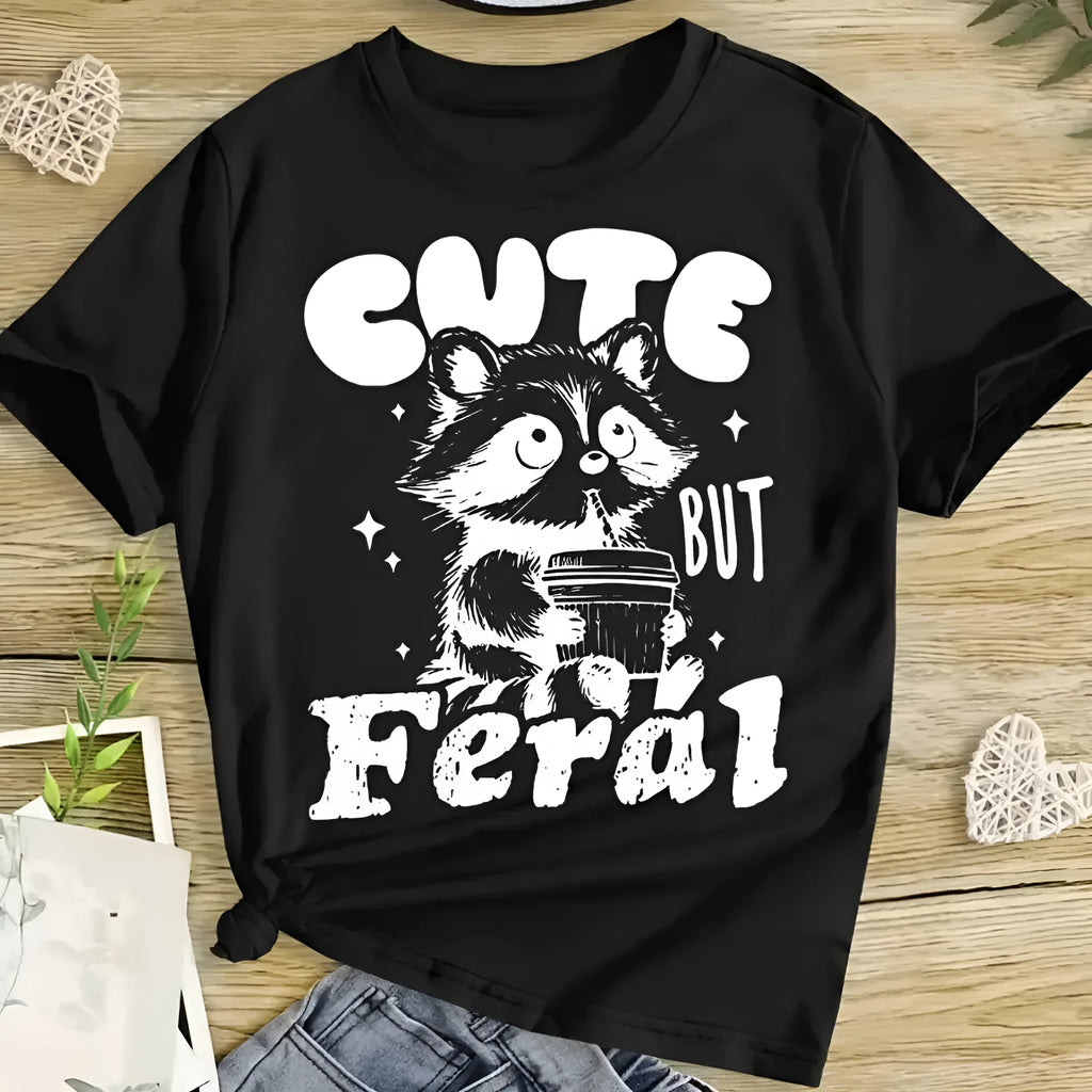 Unisex children's short-sleeved black cotton shirt for kids sizes 110cm to 160cm