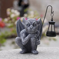 Resin stone statue ghost solar lamp with integrated solar panel on top of ghost head