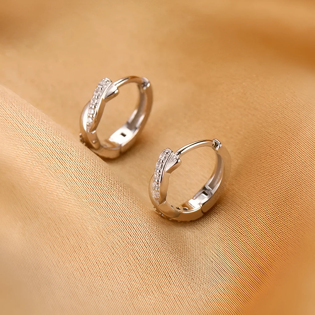 Copper geometric rope interwoven hoop earrings for women in gold or silver colour