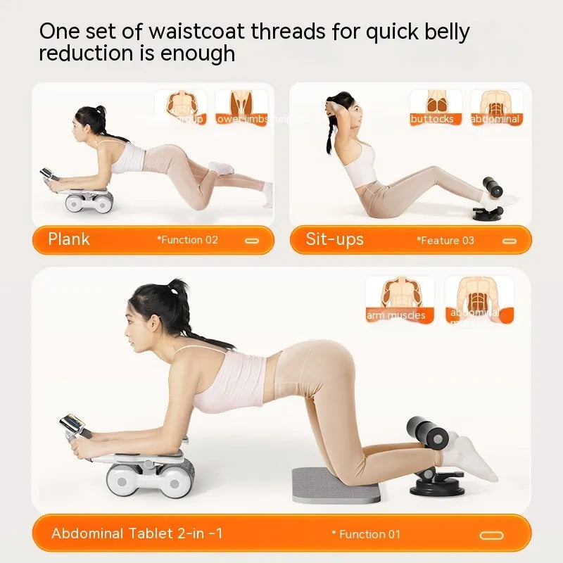 White belly roller fitness equipment with LED timing display screen for home and office workouts