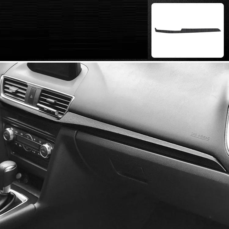 Car interior decorative film sticker kit showing centre console, instrument panel, and trim pieces