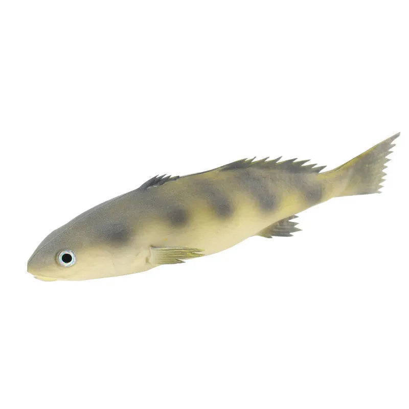 Three PU simulated fish ornaments - yellow-fin tuna, yellow croaker and flower fish models for decorative display