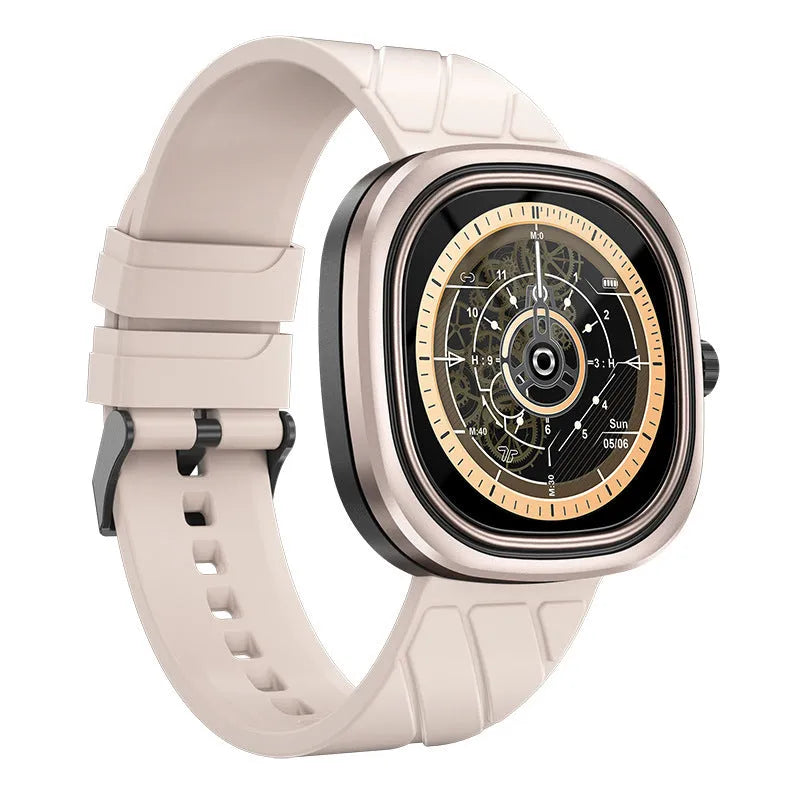 Bluetooth smart sports watch with colour touchscreen on a black silicone wristband.