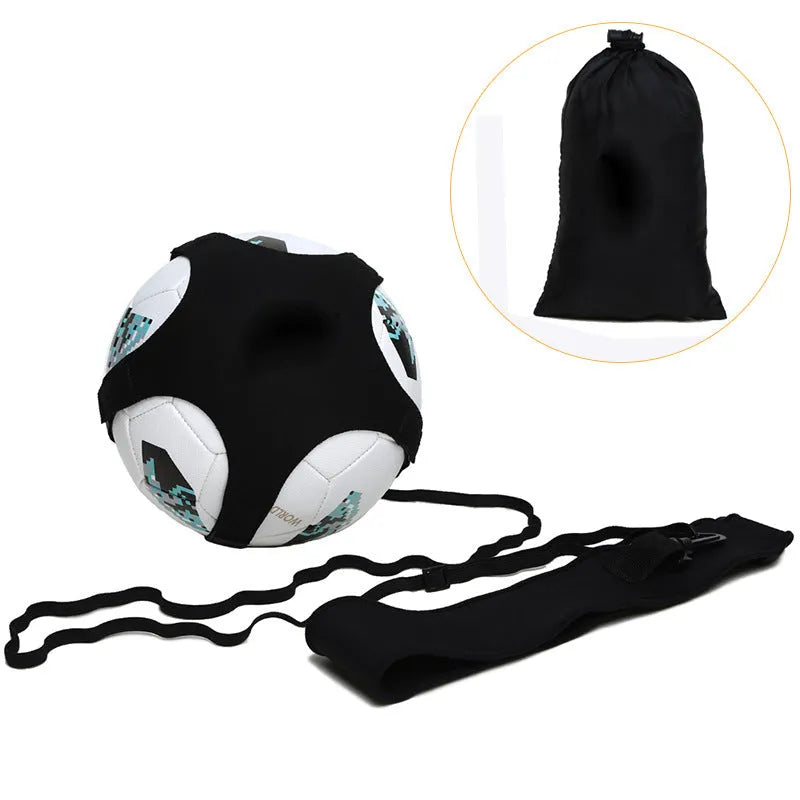 Black football juggling training belt with 2 metre length for solo practice